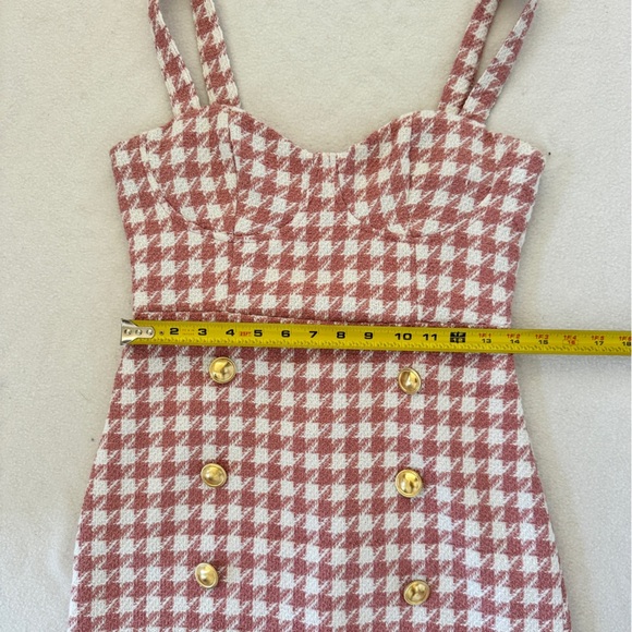 Forever 21 Pink and White Plaid Mini Tweed Dress S - Picture 8 of 11